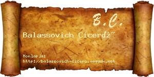 Balassovich Ciceró névjegykártya